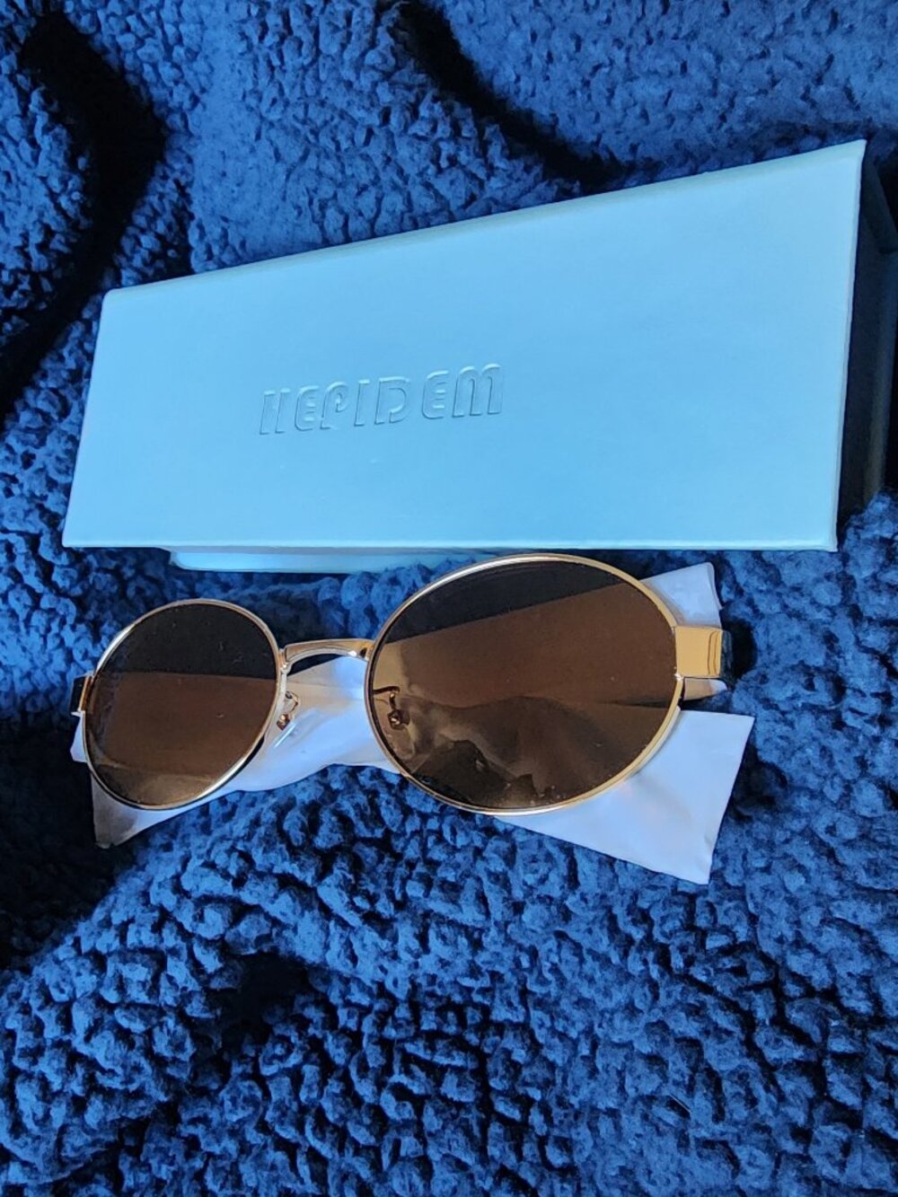 Vintage Metal Oval Sunglasses with Brown Lenses - Picture 5 of 5